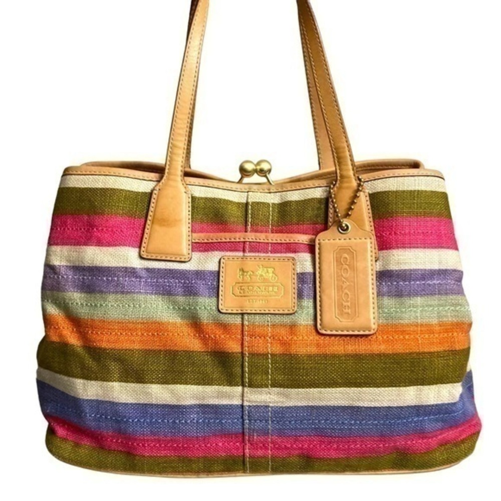 Coach vintage y2k limited edition legacy striped multicolor bag center kisslock